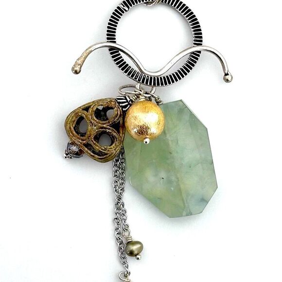 2 chains with circle pendant 3 interchangeable hook gemstone beaded pendants - Picture 11 of 13